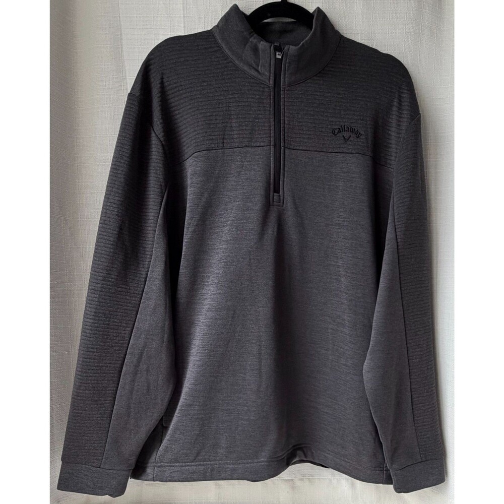 Callaway 1/4 Zip Golf Performance Pullover Black/Gray Fleece, Lined, Pockets